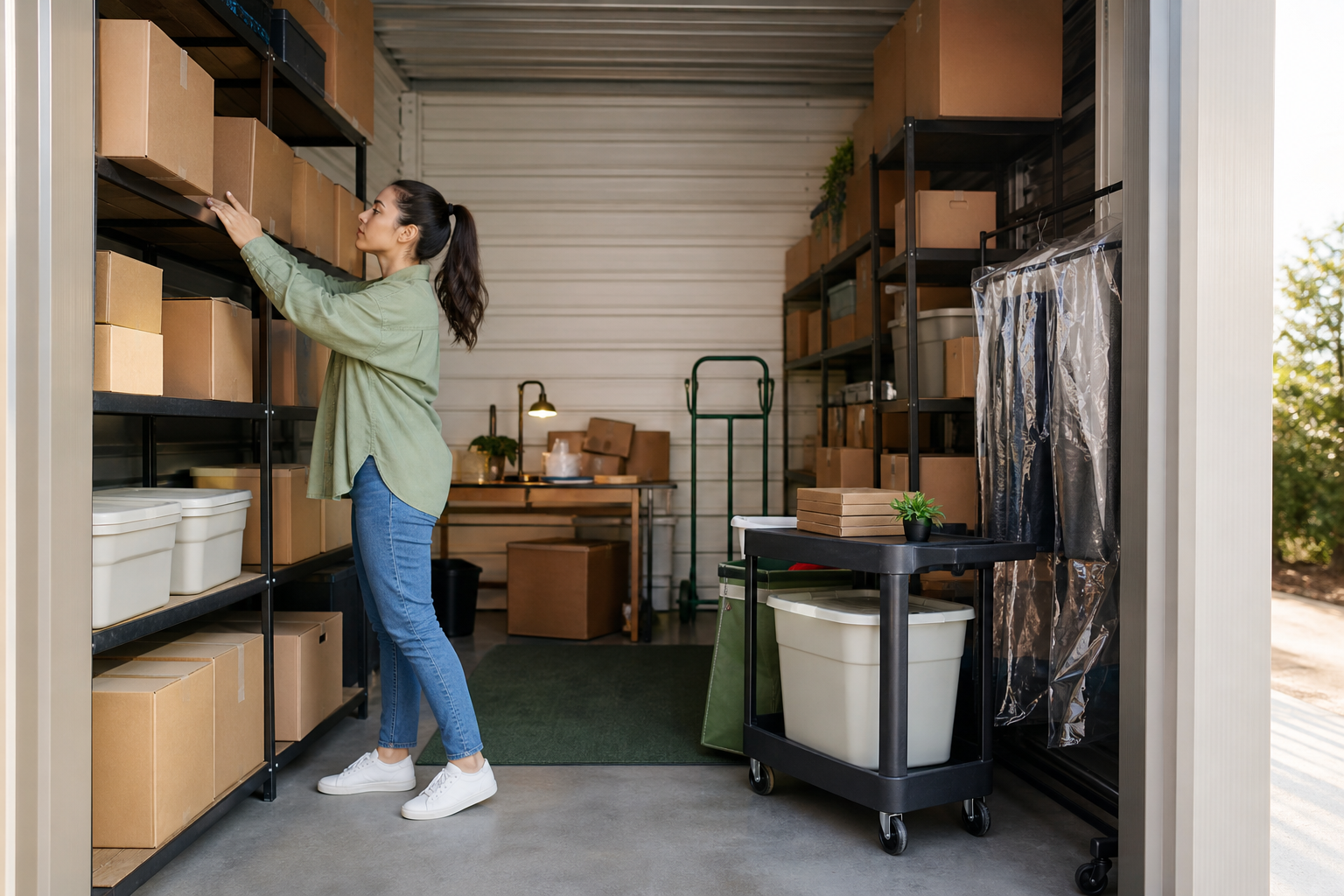 Business storage shelves and boxes
