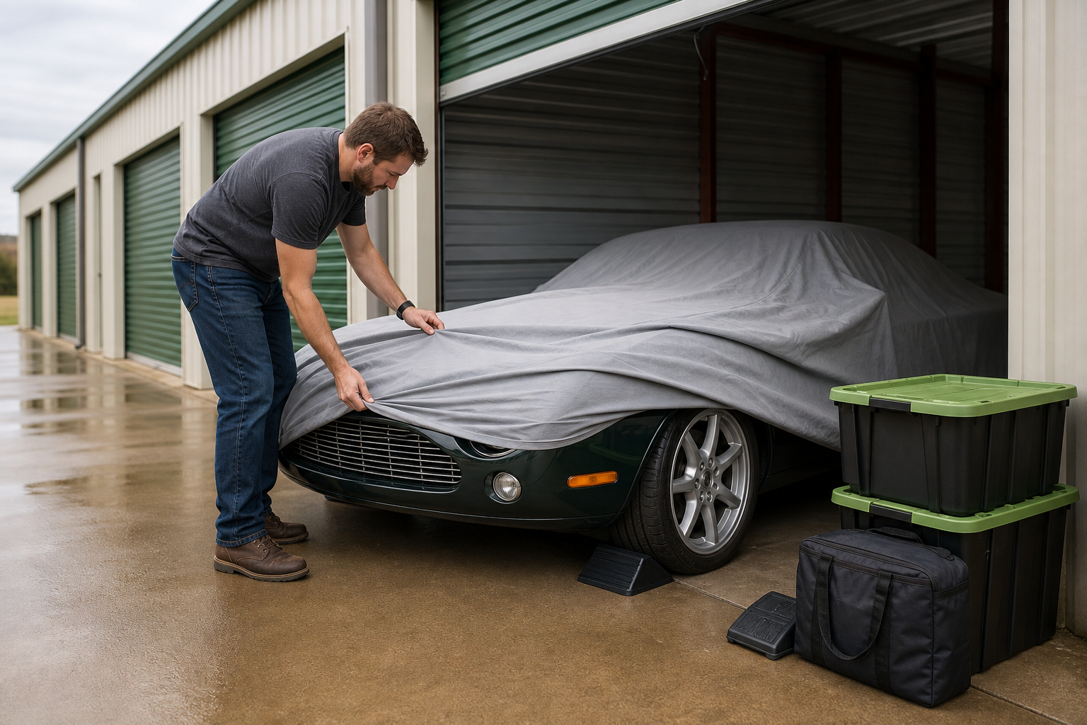 Vehicle storage preparation before renting a unit