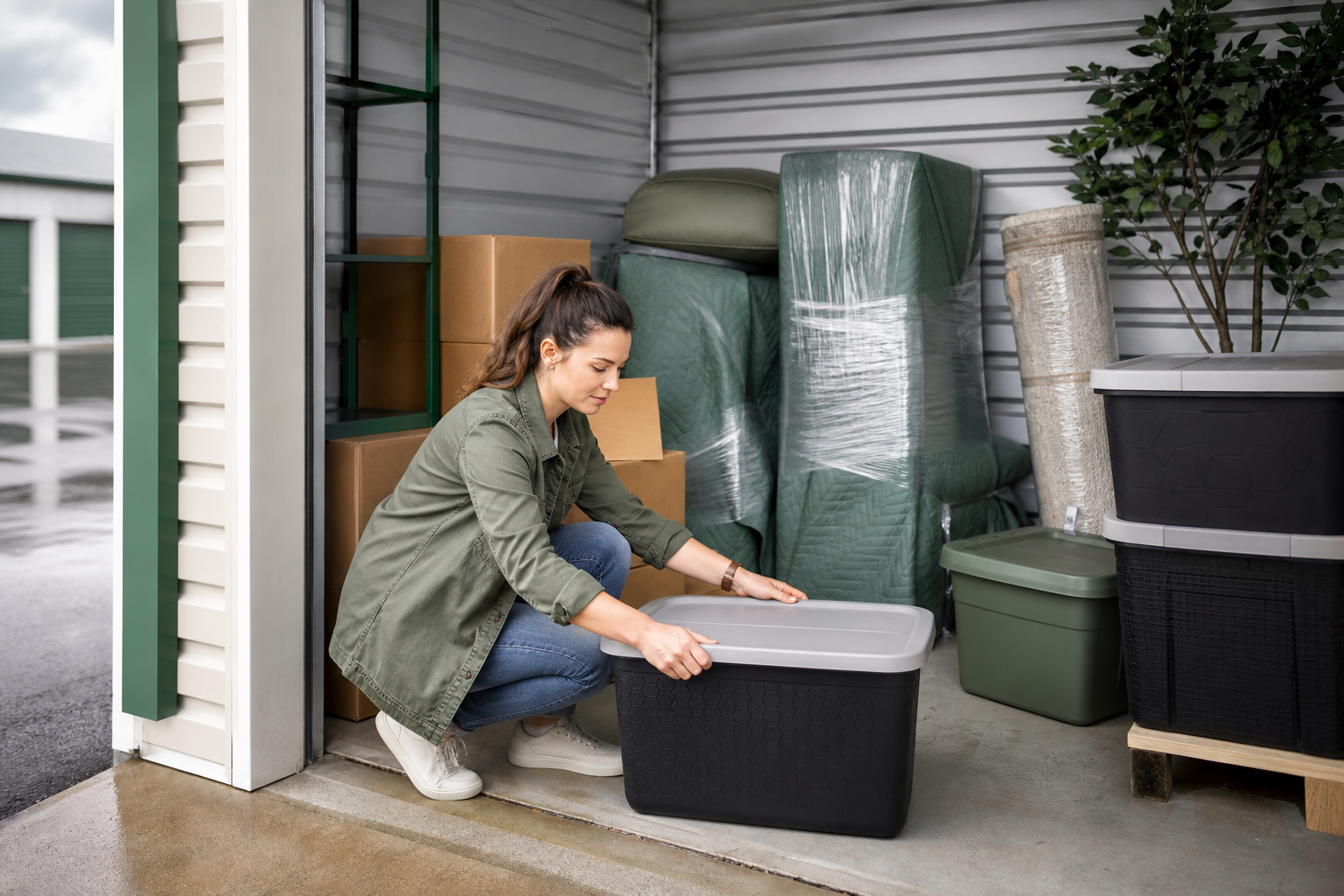 Small storage unit organized for student belongings