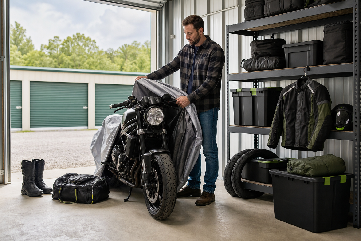 Covered seasonal gear and vehicle storage