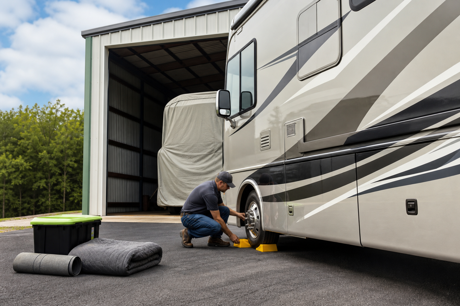 Vehicle storage preparation before renting a unit