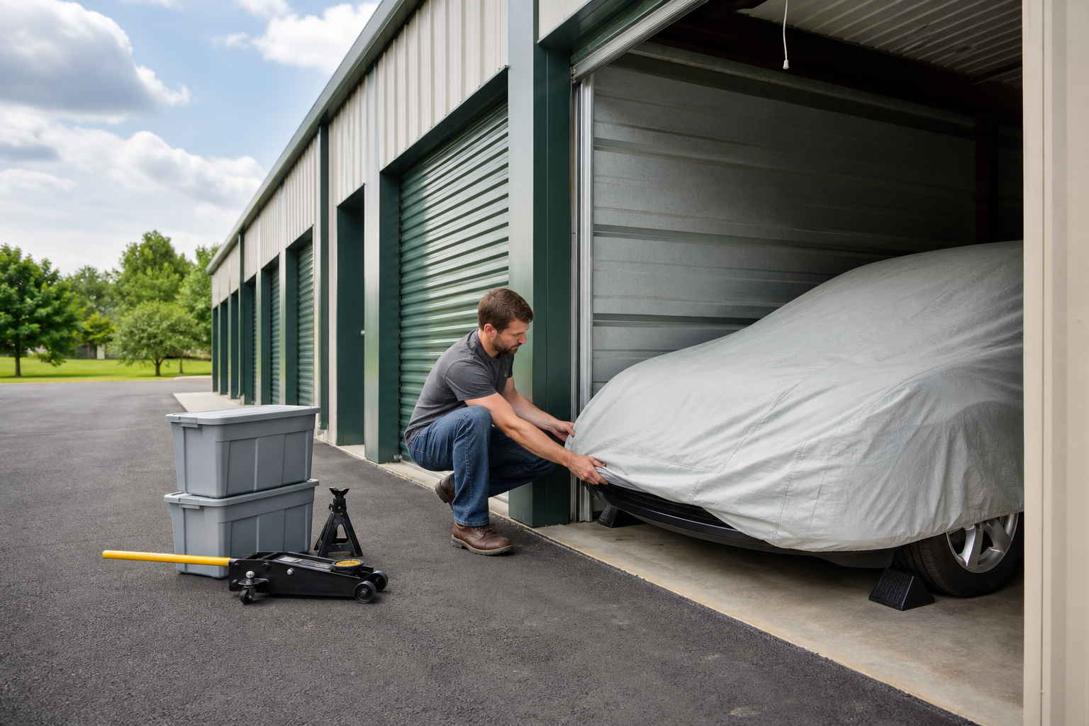 Vehicle storage preparation before renting a unit