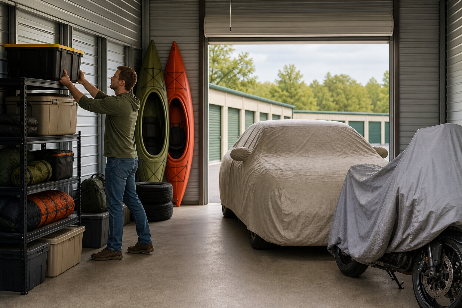 Covered seasonal gear and vehicle storage