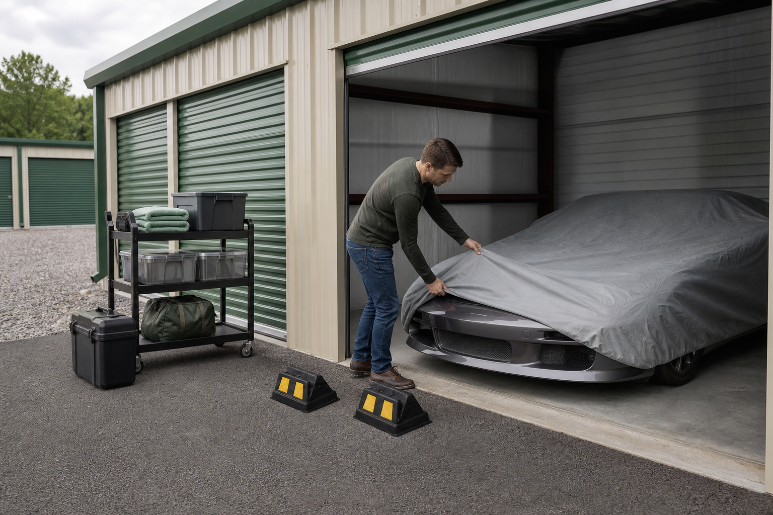 Vehicle storage preparation before renting a unit
